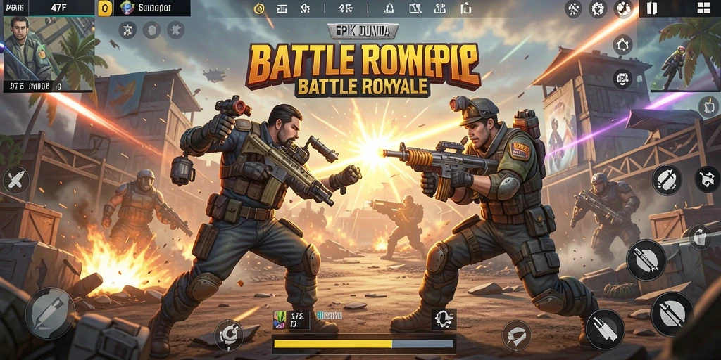 Tampilan gameplay seru dalam pertempuran Battle Royale.