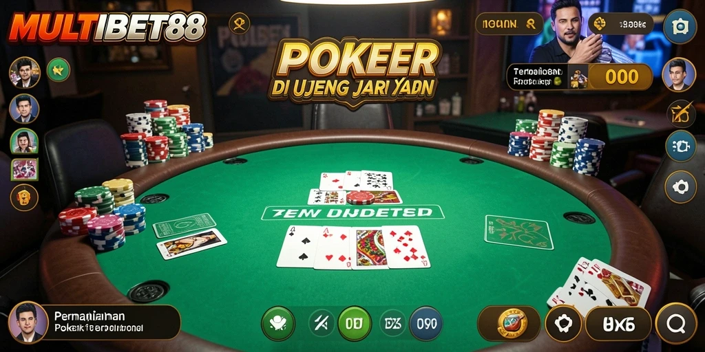 Tampilan gameplay seru dari MULTIBET88 yang menghadirkan meja poker virtual.