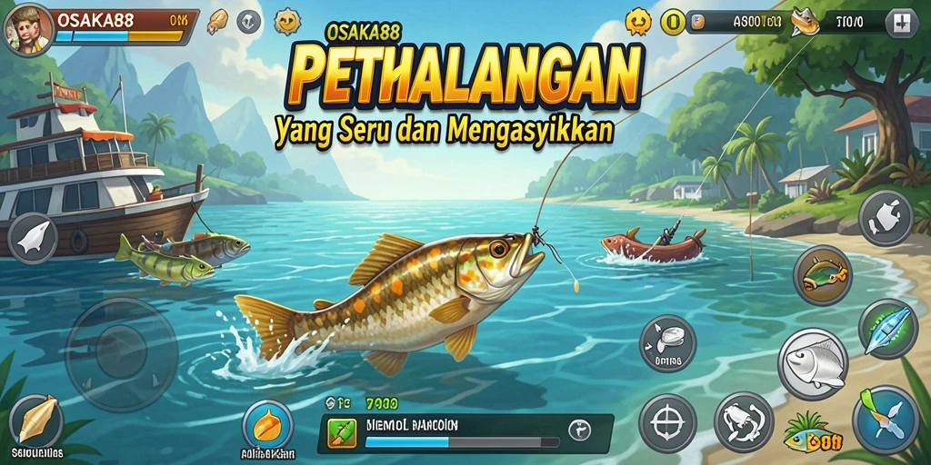 Gameplay seru OSAKA88 saat memancing ikan di laut.