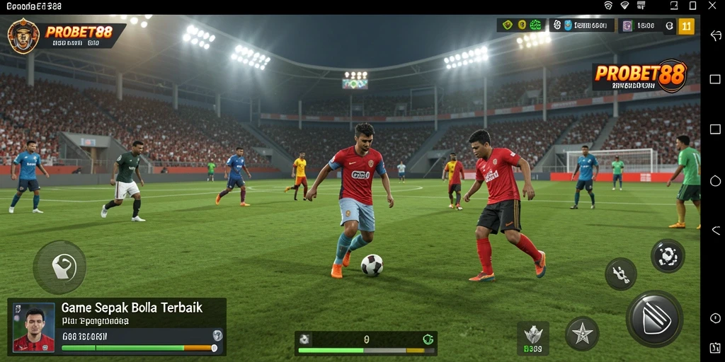 Tampilan menarik dan interaktif dalam gameplay sepak bola.