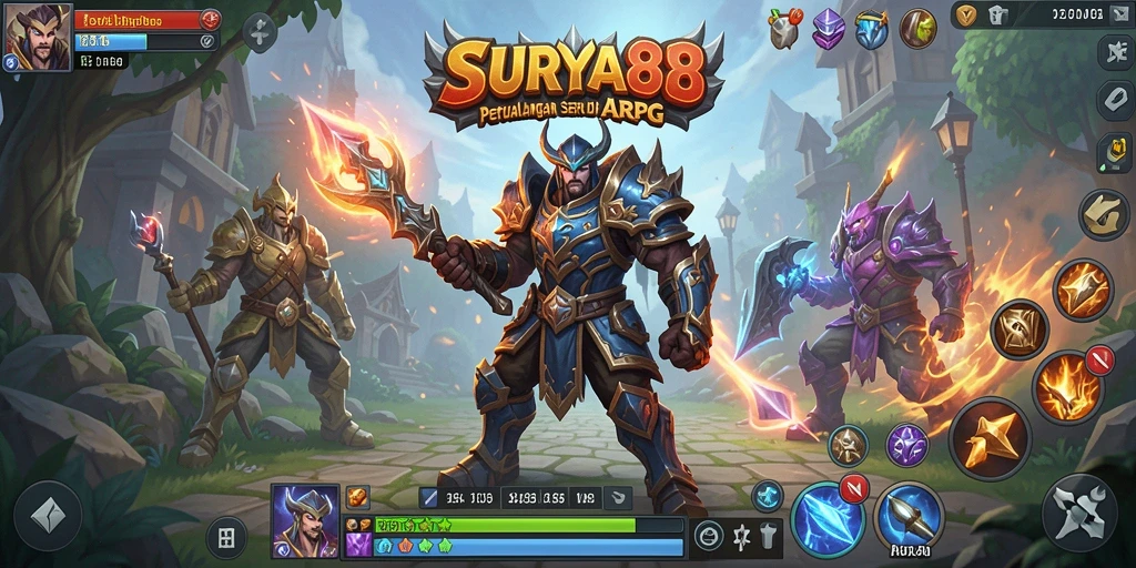 Tampilan gameplay seru SURYA88 dengan pertarungan memukau.